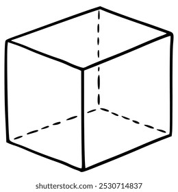 cube geometric math shape hand drawn doodle outline icon