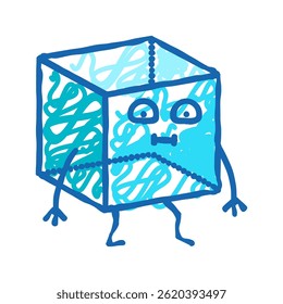 cube geometric shape character doodle icon sketch vector. cube geometric shape character sign. isolated symbol illustration