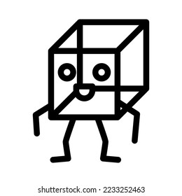 cube geometric shape character line icon vector. cube geometric shape character sign. isolated contour symbol black illustration