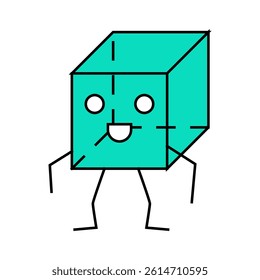 cube geometric shape character line icon vector. cube geometric shape character sign. isolated symbol illustration