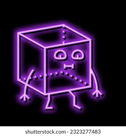 Würfel geometrische Form Zeichen neonbeln Leuchtzeichen Vektorgrafik. Würfel geometrisches Zeichen der Form. einzelne Symbolillustration