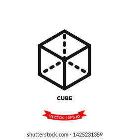 cube geometric shape icon in trendy flat style 