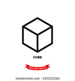cube geometric shape icon in trendy flat style 