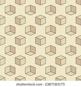 Cube Geometric Shape modern colored seamless pattern. Geometry and Mathematics vector concept background