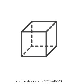 Cube geometrical figure outline icon. linear style sign for mobile concept and web design. Cube geometric shape simple line vector icon. Symbol, logo illustration. Pixel perfect vector graphics