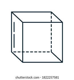 cube geometry perspective isometric line icon style vector illustration