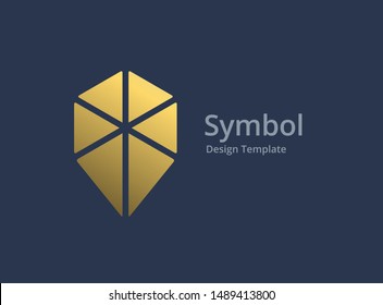 Cube geotag or location pin logo icon design
