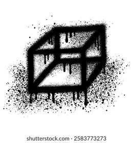 cube graffiti with black spray paint.vector illustration.