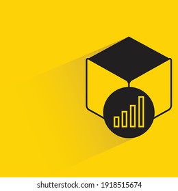 cube and graph with shadow on yellow background