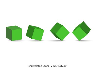 Cube green 3D geometry. Vector illustration. EPS 10.