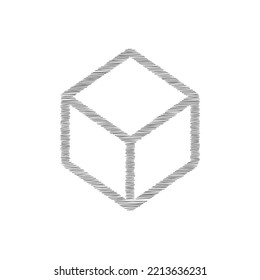 Cube grey sketch vector icon. Simple Vector Sign and Trendy Symbol for Design