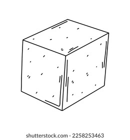 Cube in hand drawn doodle style. Isolated on white background. Coloring page.