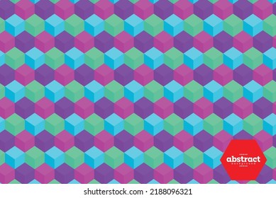 cube in hexagon art striped with violet and ocean blue polygon 
technology theme background can be use for advertisement poster banner package and label design website cover vector eps.