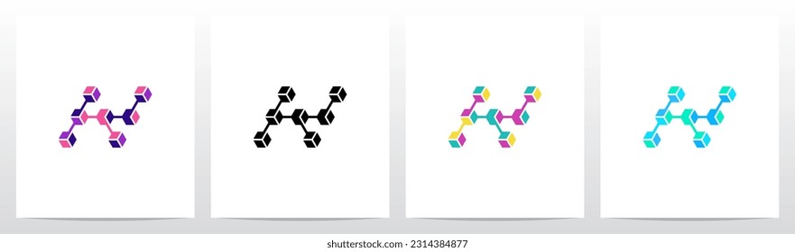 Cube Hexagon Linked Together Letter Logo Design K
