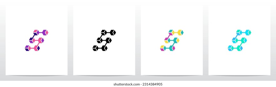 Cube Hexagon Linked Together Letter Logo Design S