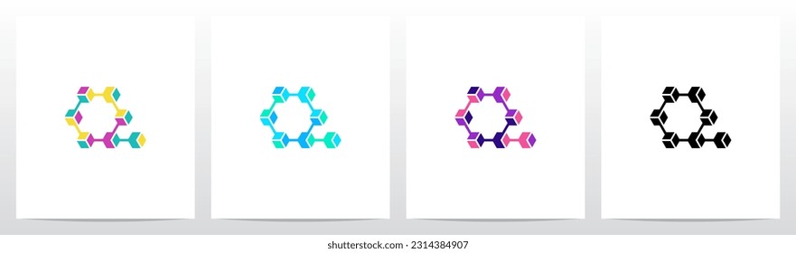 Cube Hexagon Linked Together Letter Logo Design Q
