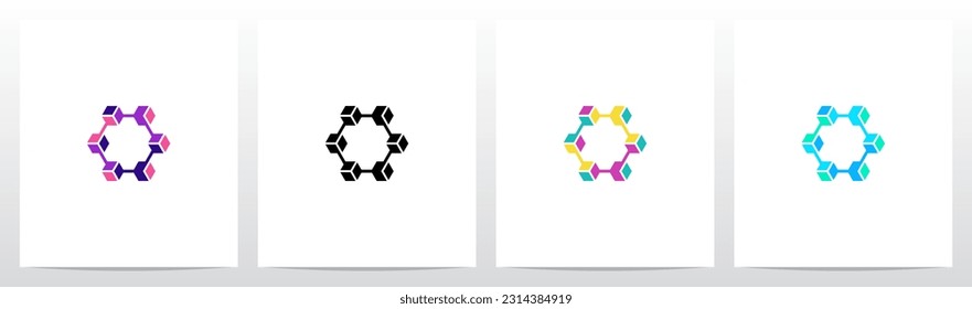 Cube Hexagon Linked Together Letter Logo Design O