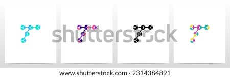 Cube Hexagon Linked Together Letter Logo Design T