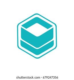 cube hexagon logo modern technology construction abstract element shape blue or full color