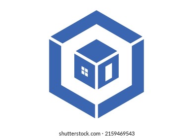 Plantilla de símbolo del icono del vector del logotipo del cubo inicial. Logotipo de cubo. Logo de la casa. Diseño de logotipos