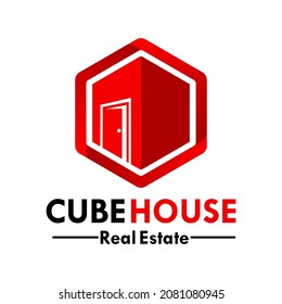 Cube house logo template illustration