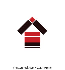 Cube house vector logo illustration, in white background.