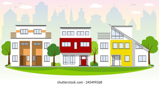 cube houses on the outskirts