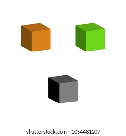 Cube Icon, 3d Line Art Design Vector Art Illustration