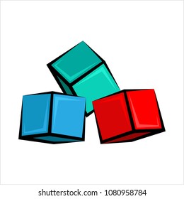 Cube Icon, 3d Line Art Design Vector Art Illustration