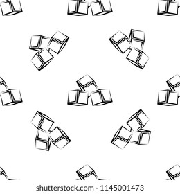 Cube Icon, 3d Line Art Design Seamless Pattern Vector Art Illustration