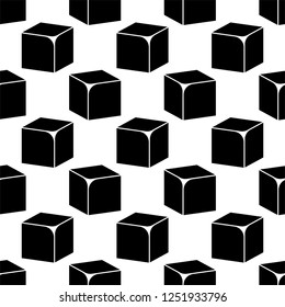Cube Icon, 3d Line Art Design Seamless Pattern Vector Art Illustration