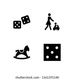 cube icon. 4 cube set with toy, dice and dices vector icons for web and mobile app