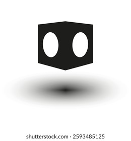 Cube icon. Abstract vector shape. Black geometric symbol. Floating 3D illusion.