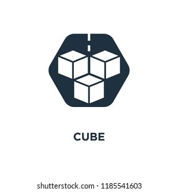 Cube icon. Black filled vector illustration. Cube symbol on white background. Can be used in web and mobile.
