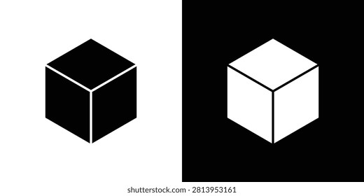 Cube icon black illustrations series.