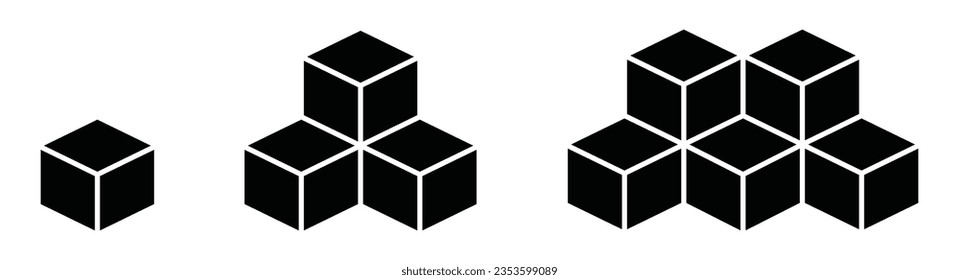 Icono de cubo. Icono de caja, ilustración vectorial