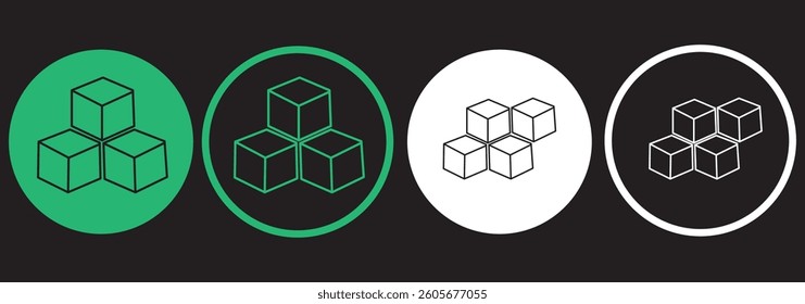 Cube icon Building blocks line icon set. Outline symbol of toys and construction. Editable stroke flat on white background Design EPS 10 