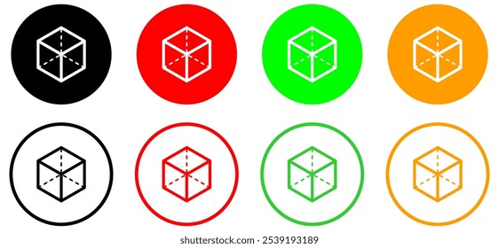 Cube icon with capture symbol center screen, Augmented reality. cube symbol, 3D Cube line icon, Abstract Cube Hexagon Logo for website design and mobile, app development