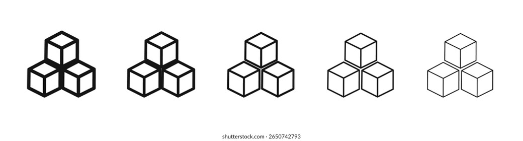 Cube icon flat illustration set logo