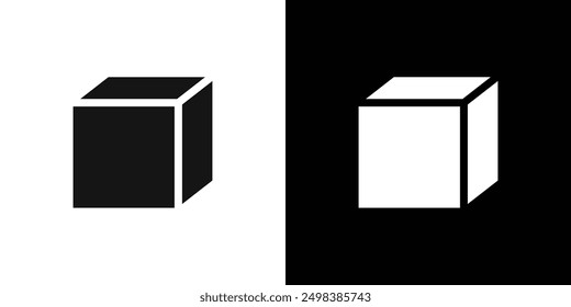Cube icon flat line symbol set.