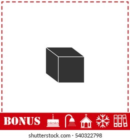 Cube icon flat. Simple vector symbol and bonus icon