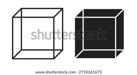 Cube icon graphic doodle, sketch, outline drawing Vector illustration