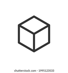 Cube icon. Hexagon shape symbol. 3d or three dimensional sign. Geometric polygon logo. Isometric perspective interface button. Vector illustration image.