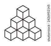 Cube icon isolated on white background. Design element. Line art. Vector illustration.
