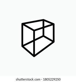 Cube Icon in Line Art Style. Geometry Shape Symbol - Vector.