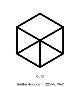 cube icon. Line Art Style Design Isolated On White Background