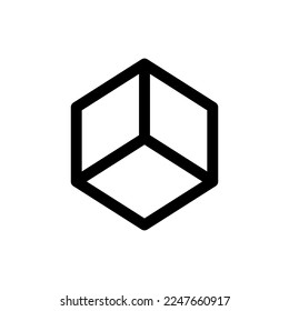 Cube icon line isolated on white background. Black flat thin icon on modern outline style. Linear symbol and editable stroke. Simple and pixel perfect stroke vector illustration