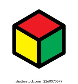 Cube icon line isolated on white background. Black flat thin icon on modern outline style. Linear symbol and editable stroke. Simple and pixel perfect stroke vector illustration.