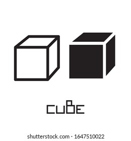 Cube Icon in line and Solid Version