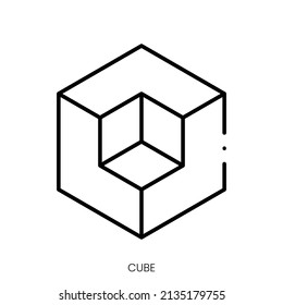 icono de cubo. Signo de estilo lineal aislado en fondo blanco. Ilustración vectorial.